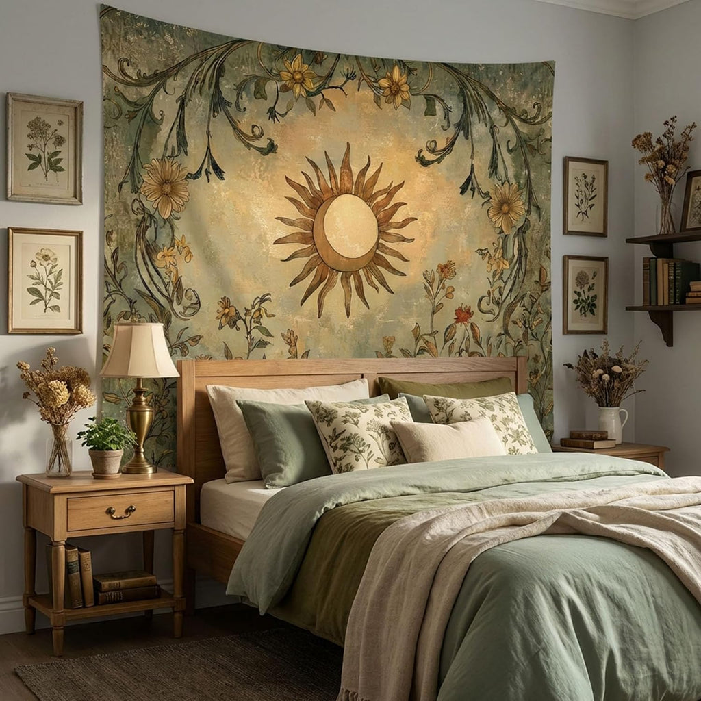 Vintage Sun‑Moon Boho Wall Tapestry