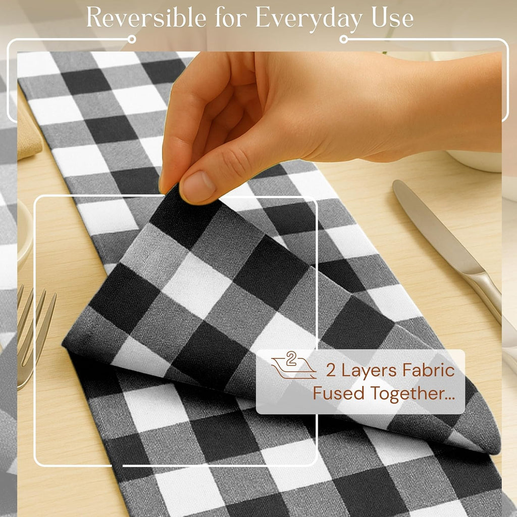 Cotton Buffalo‑Check Farmhouse Table Runner