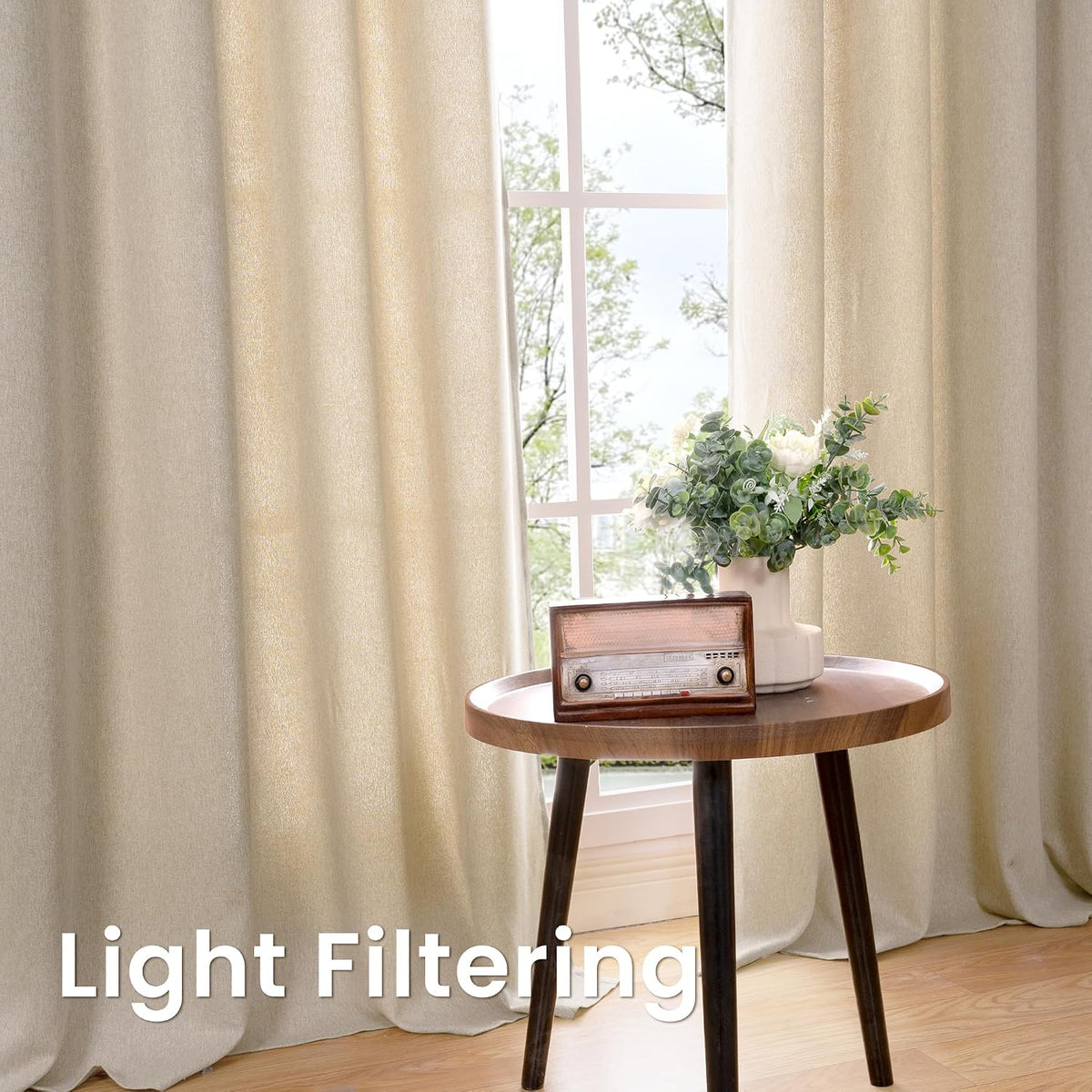 Oatmeal Linen Living‑Room Window Curtains