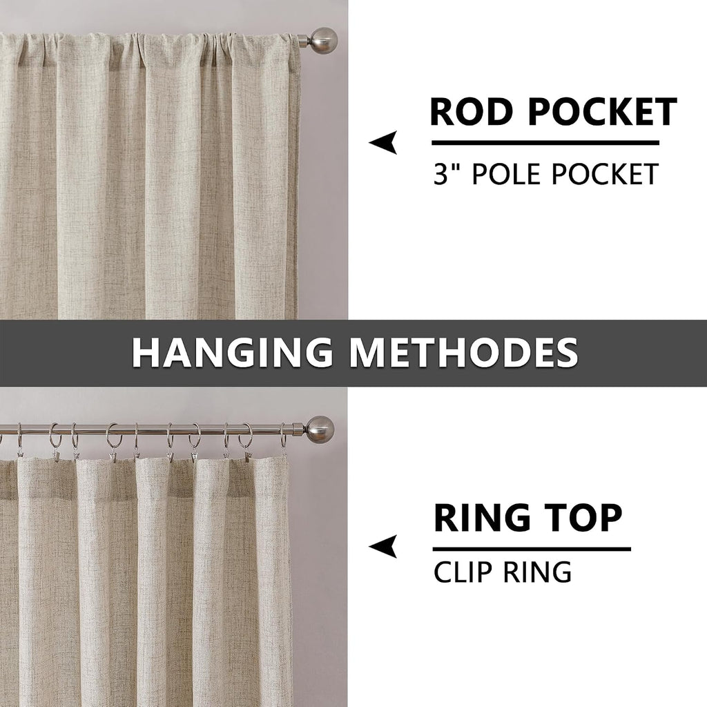 Natural Semi‑Sheer Linen Bedroom Drapes
