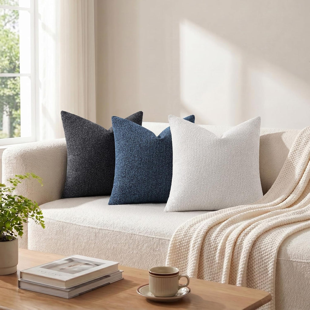 Cream‑White Woven Textured Pillow Covers