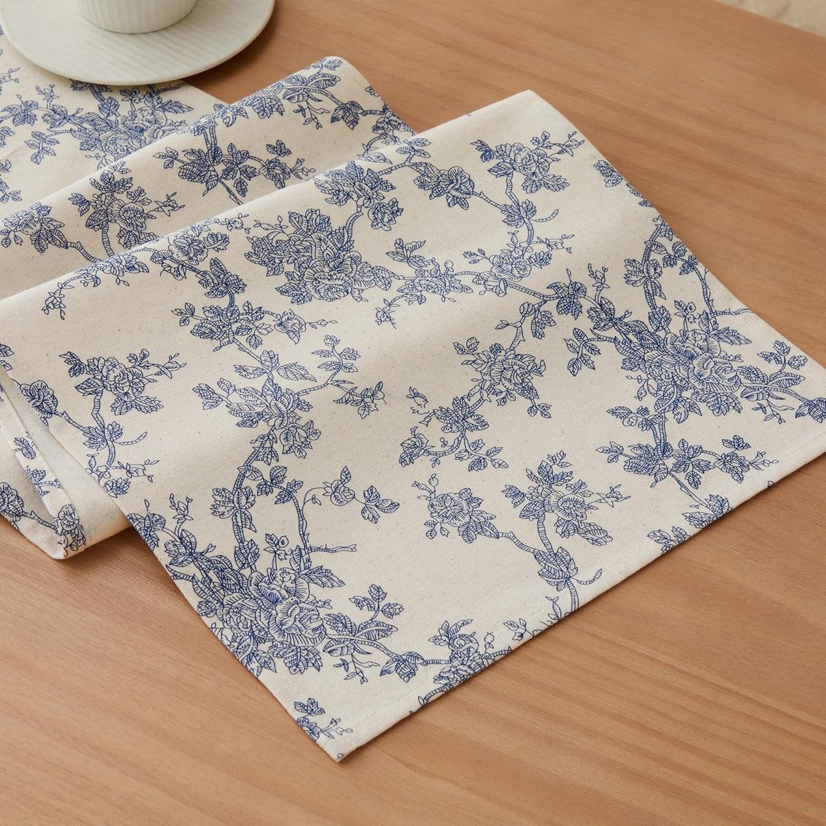 Blue French Pastoral Farmhouse Table Runner