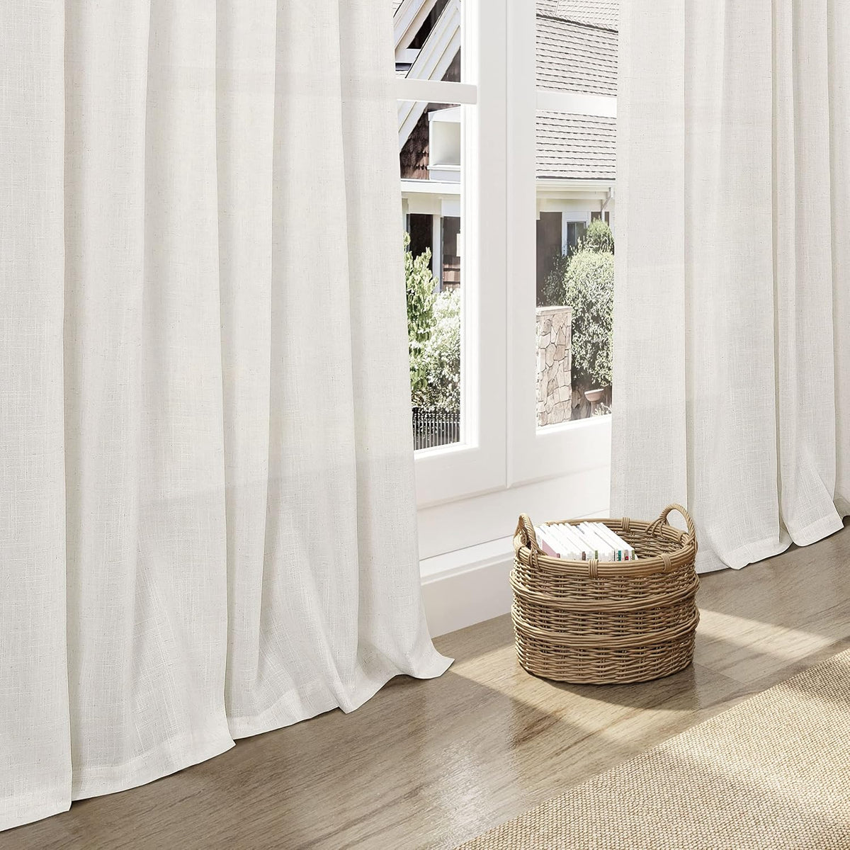 Ivory Linen Light‑Filtering Window Drapes