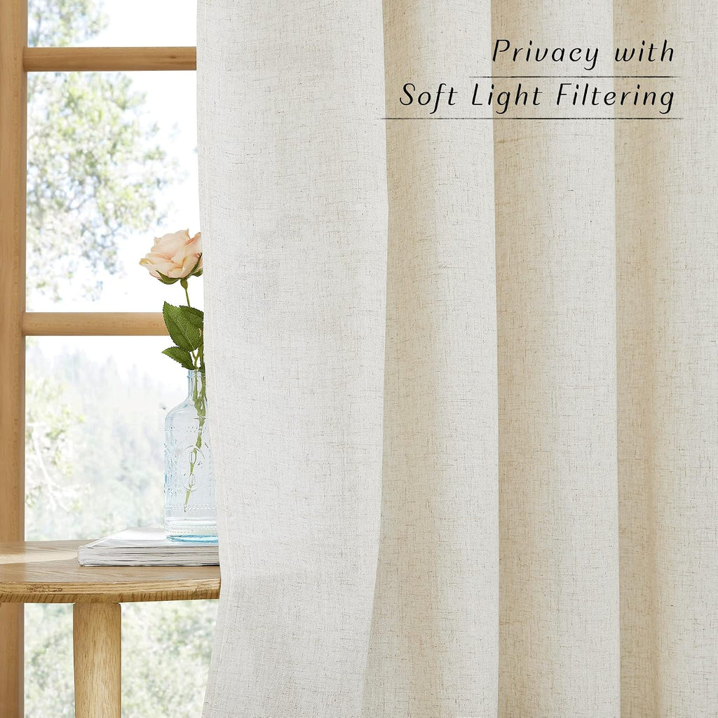 Natural Linen Light‑Filtering Window Drapes