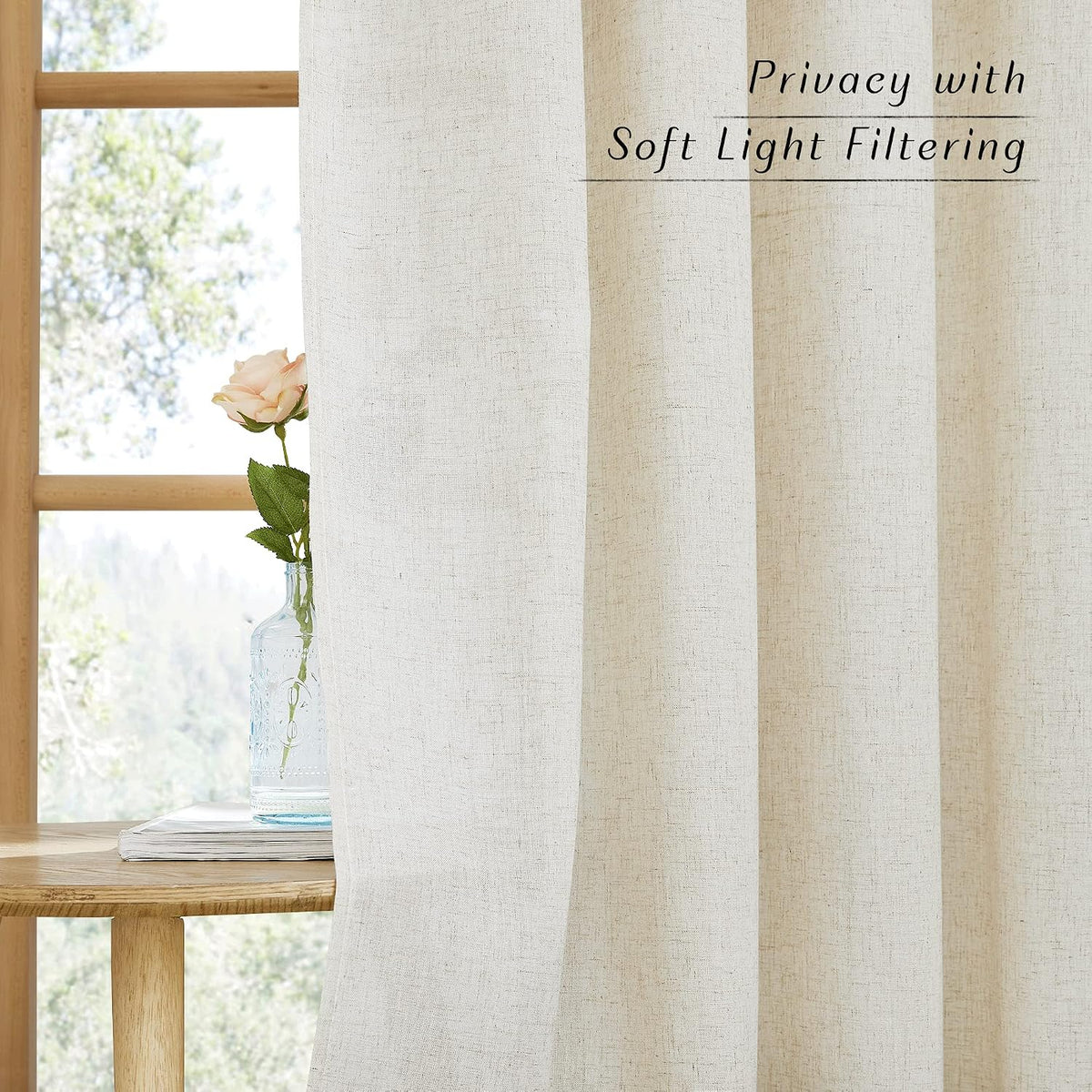 Natural Linen Light‑Filtering Window Drapes