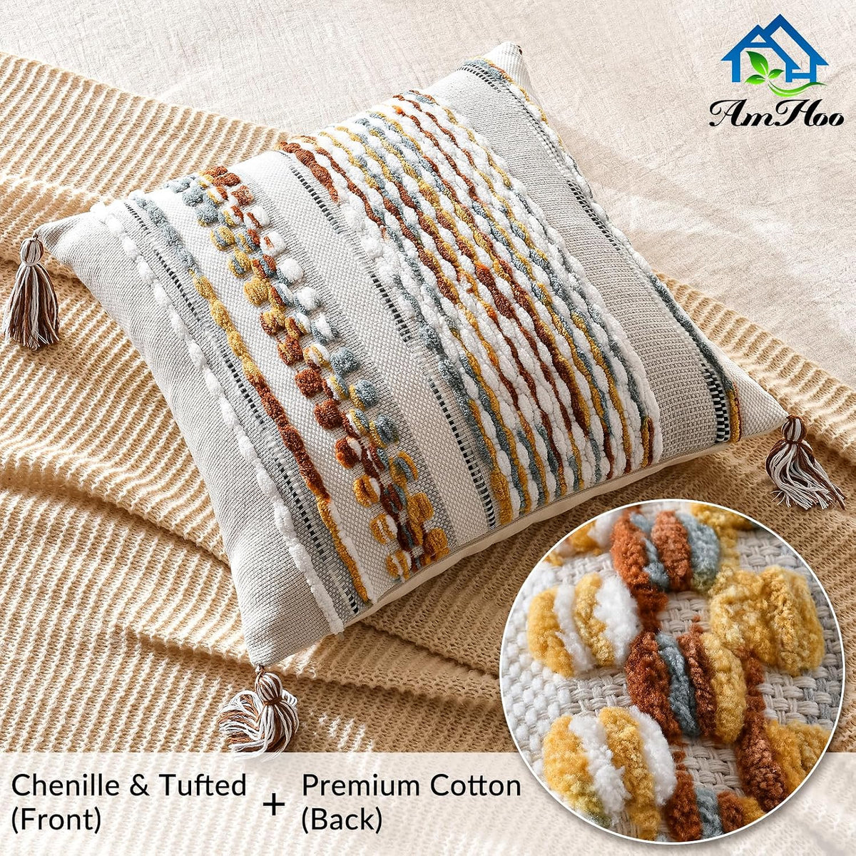Boho Tasseled Chenille Pillow Covers