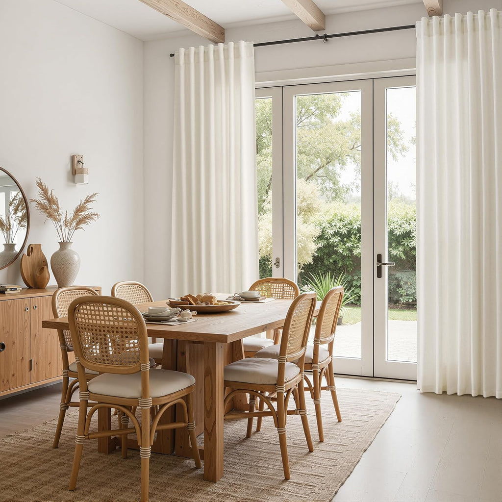 Beige Cream Linen Living‑Room Curtains