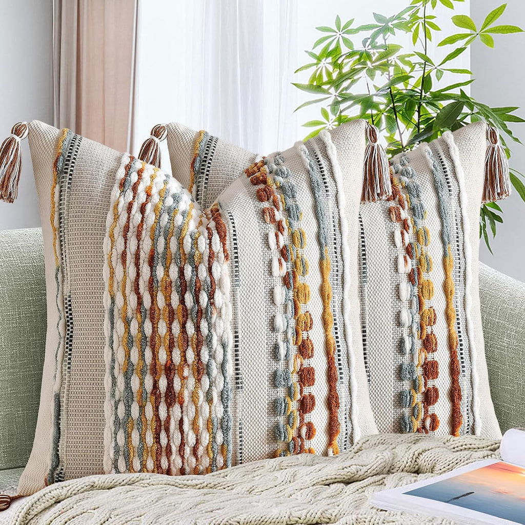 Boho Tasseled Chenille Pillow Covers