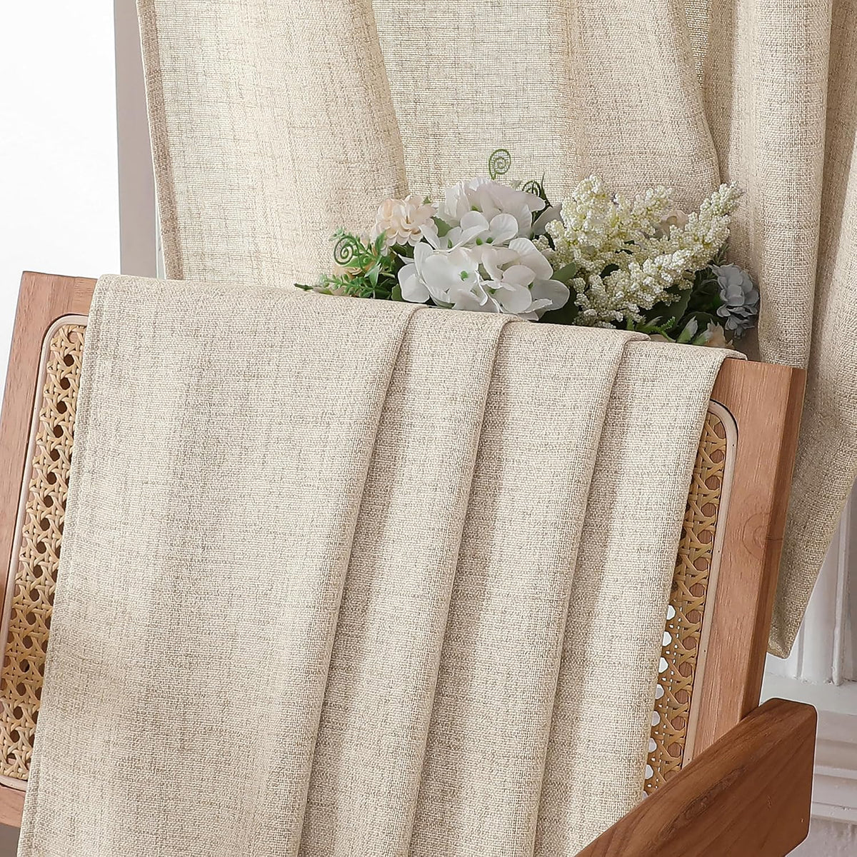 Natural Semi‑Sheer Linen Bedroom Drapes