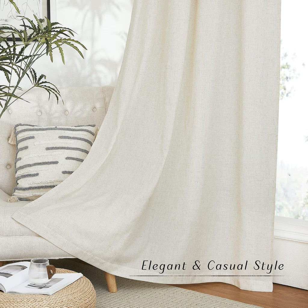 Natural Linen Light‑Filtering Window Drapes