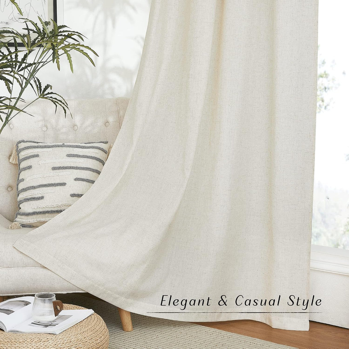 Natural Linen Light‑Filtering Window Drapes