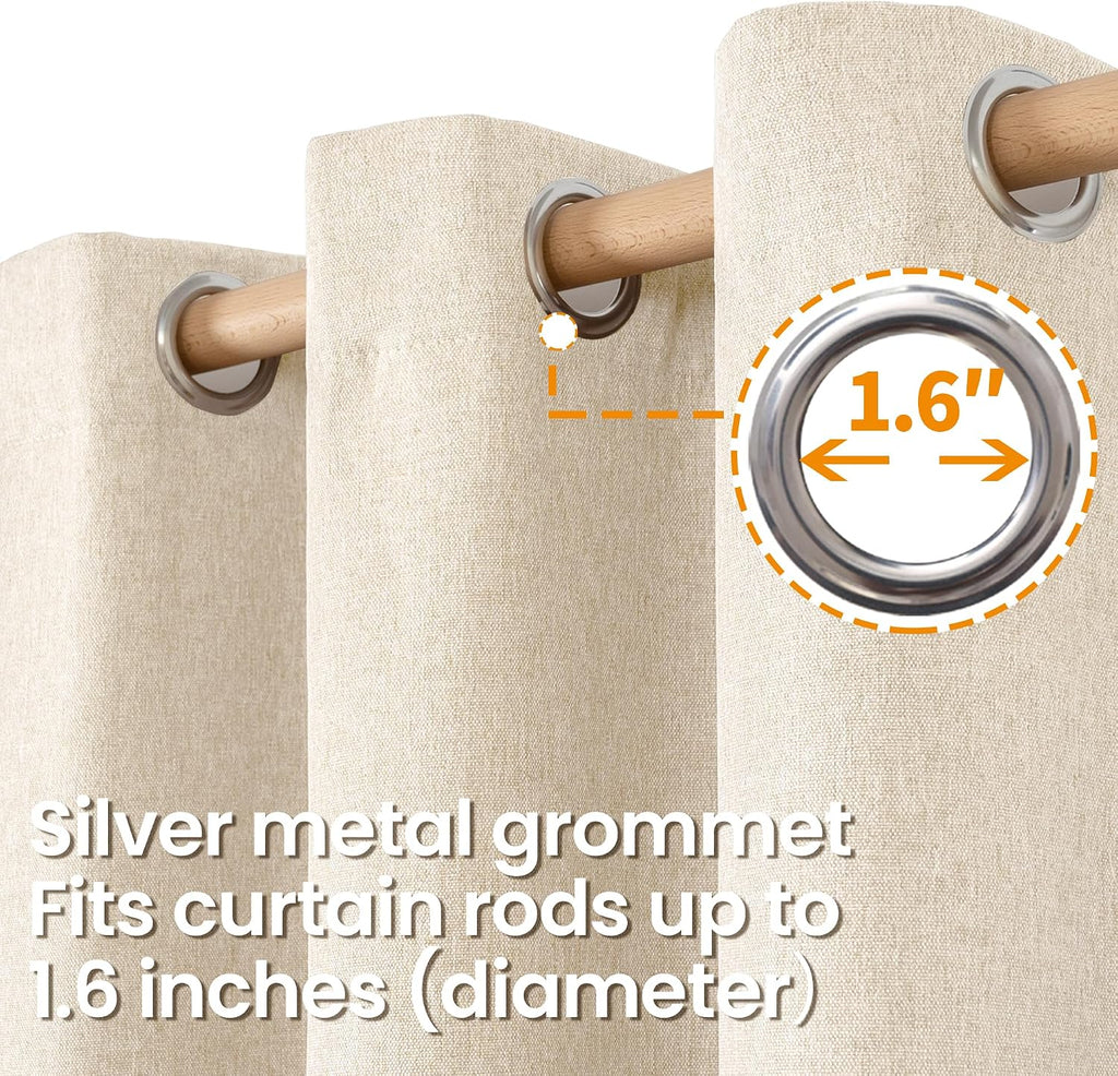 Oatmeal Linen Living‑Room Window Curtains