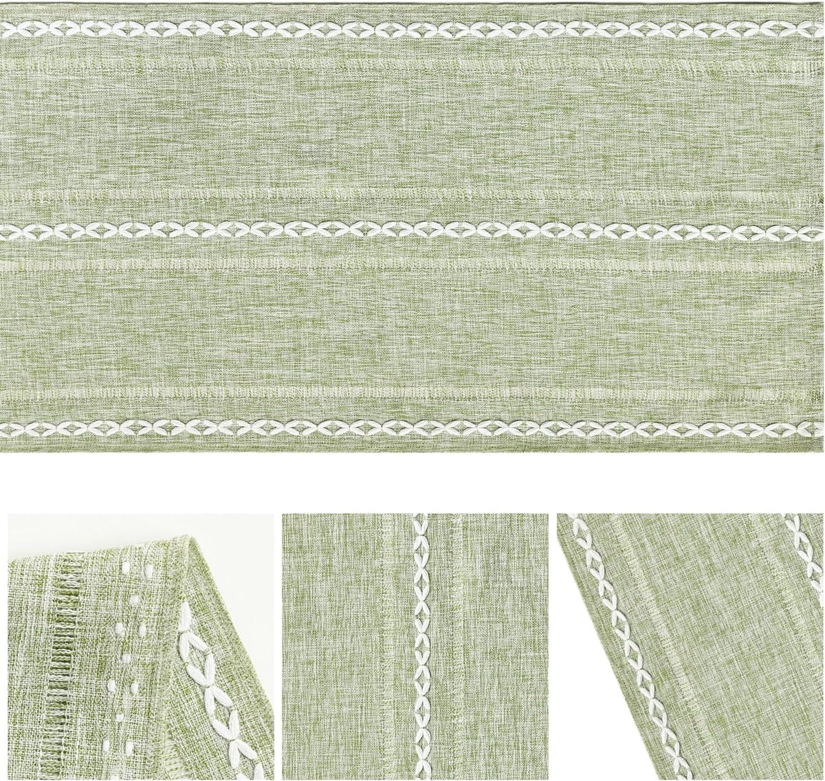 Sage‑Green Cotton‑Linen Rustic Table Runner