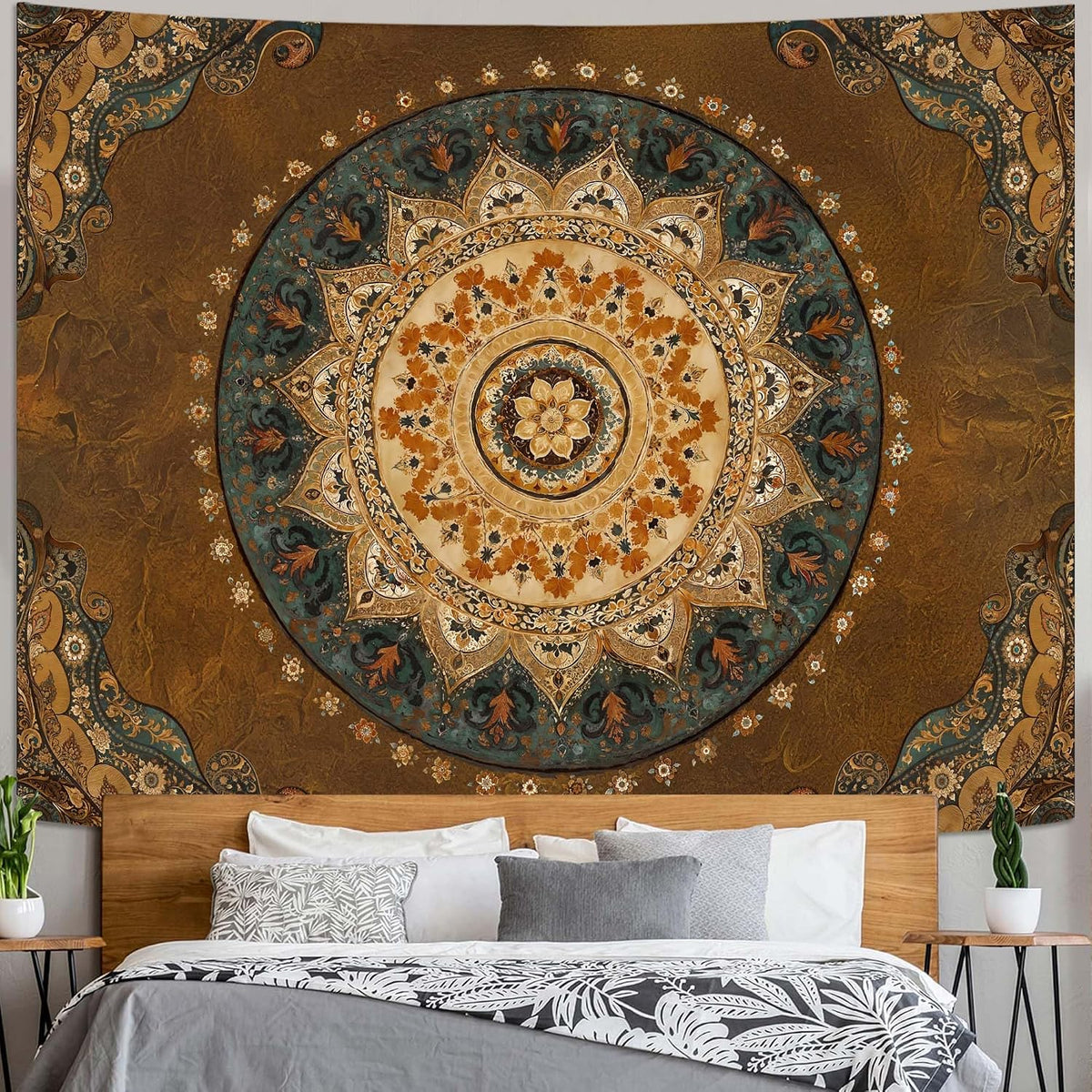 Boho Mandala Floral Wall Tapestry