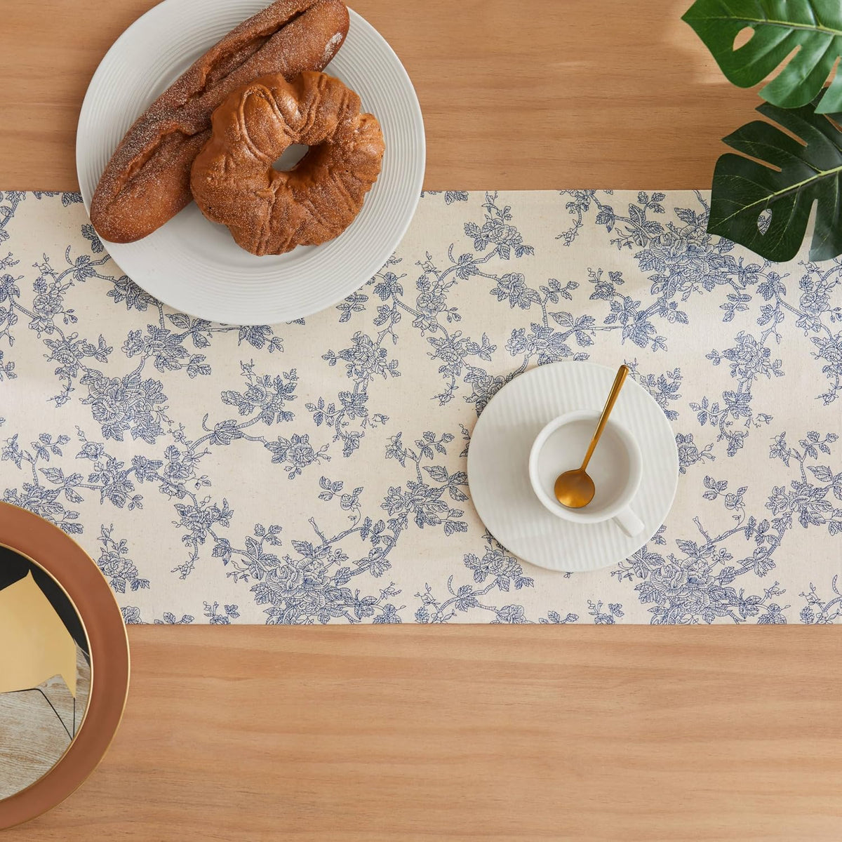 Blue French Pastoral Farmhouse Table Runner